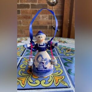 Vintage Handpained Dutch Blue Ceramic Little Dutch Girl from Pella, IA